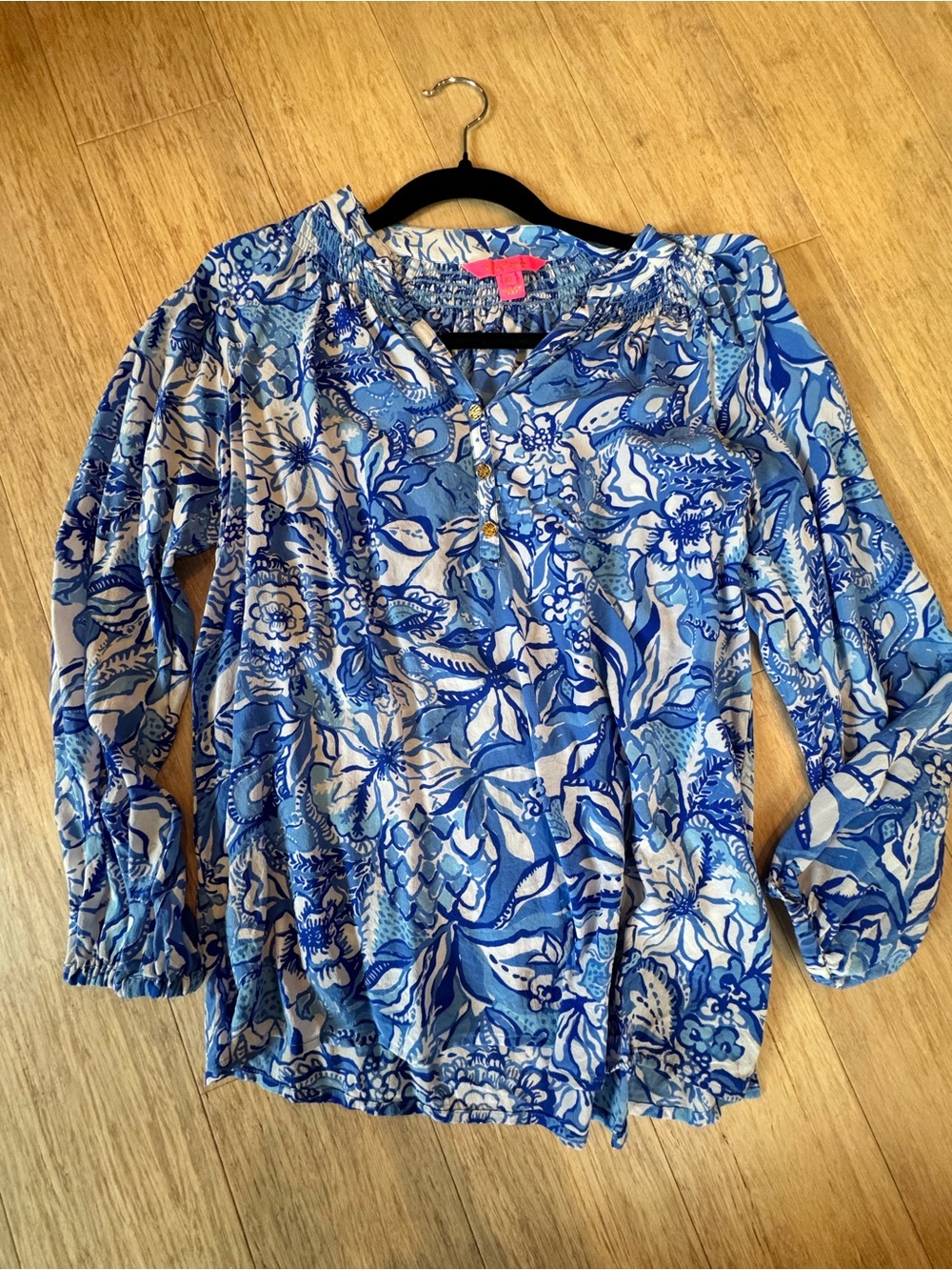 Lilly Pulitzer Blue & White Floral Tunic Top